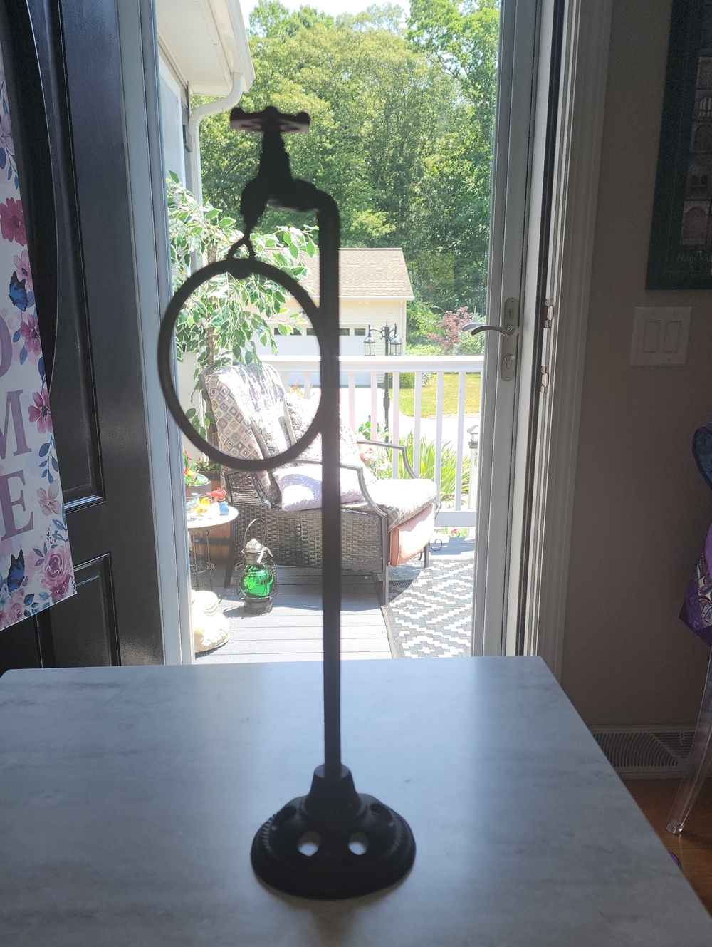 Vintage Brass Bronze Towel Ring Stand - Rustic Metal Display